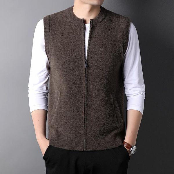 men's vests knit winter fashion grade brand zipper autum cardigan sweater vest men retro crew woolen sleeveless casual man clothes, Black;white
men's vests knit winter fashion grade brand zipper autum cardigan sweater vest men retro crew woolen sleeveless casual man clothes, Black;white