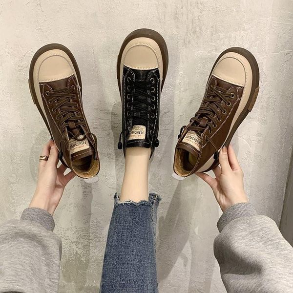 boots high shoes women 2021 korean version leather thick sole versatile plush super fire sports student retro casual board, Black
boots high shoes women 2021 korean version leather thick sole versatile plush super fire sports student retro casual board, Black