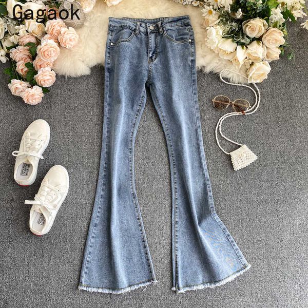 women denim pant spring autumn vintage skinny solid high clothing slim fashion korean simple wild flare pants 210531, Blue
women denim pant spring autumn vintage skinny solid high clothing slim fashion korean simple wild flare pants 210531, Blue