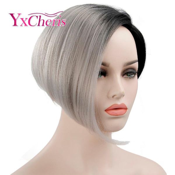 synthetic wigs yxcheris short black for women ombre grey hair female heat resistant fiber cosplay wig with dark roots
synthetic wigs yxcheris short black for women ombre grey hair female heat resistant fiber cosplay wig with dark roots