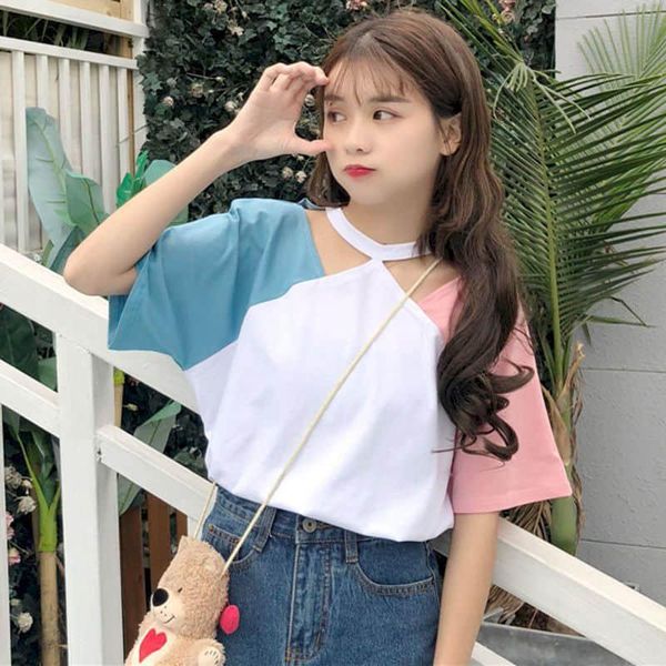 women's t-shirt short-sleeved female summer loose korean students harajuku half-sleeved off-shoulder five-point sleeve sweet, White
women's t-shirt short-sleeved female summer loose korean students harajuku half-sleeved off-shoulder five-point sleeve sweet, White