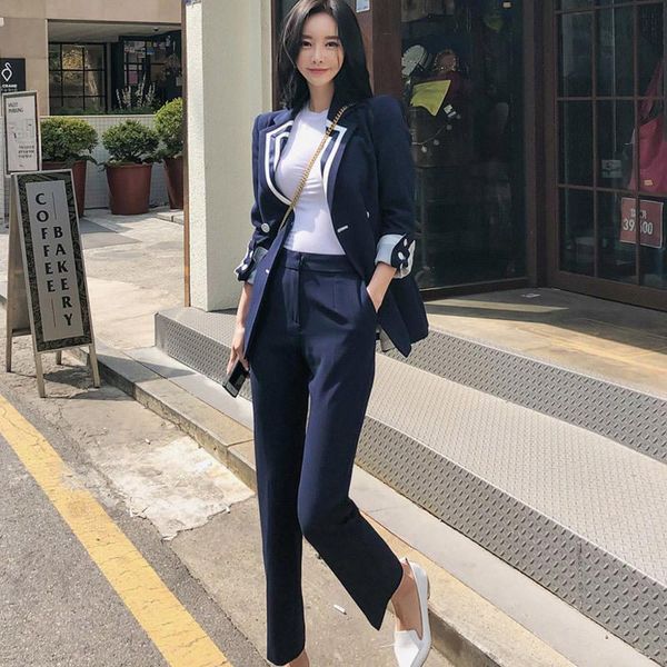 two piece dress women clothes women's suits autumn korean temperament contrast slim double-breasted suit jacket trousers two-piece, White
two piece dress women clothes women's suits autumn korean temperament contrast slim double-breasted suit jacket trousers two-piece, White