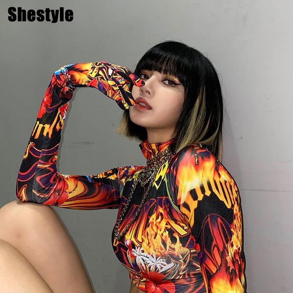 shestyle fire printed mock neck crop women gloves long sleeve streetwear hip hop multi color t-shirts stunning teesby air, Black;white
shestyle fire printed mock neck crop women gloves long sleeve streetwear hip hop multi color t-shirts stunning teesby air, Black;white