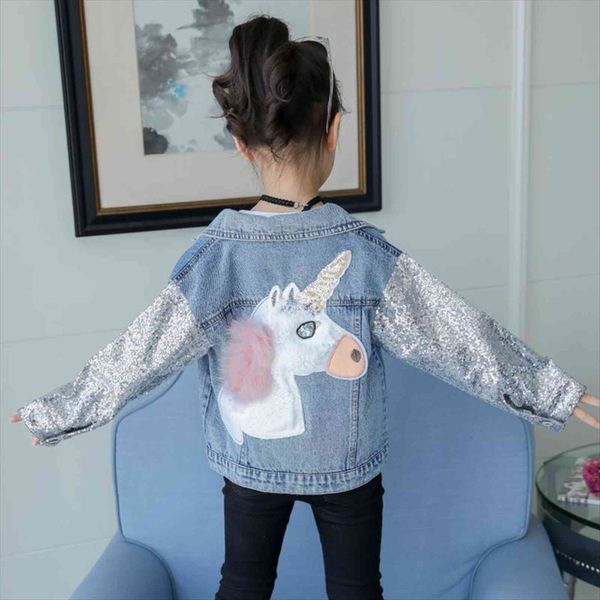 fashion kids girls clothes sequins long sleeve turn down collar unicorn denim jacket outwear spring autumn coat, Blue;gray
fashion kids girls clothes sequins long sleeve turn down collar unicorn denim jacket outwear spring autumn coat, Blue;gray