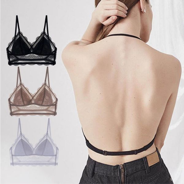 bras bra ladies lace mesh halter thin low back women soft seamless backless padd bralette for small chest encaje mujer, Red;black
bras bra ladies lace mesh halter thin low back women soft seamless backless padd bralette for small chest encaje mujer, Red;black