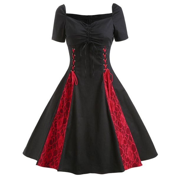 casual dresses vintage gothic dress women 50s 60s lace up cotton plus size 3xl 4xl pleated red black elegant party bandage sundress, Black;gray
casual dresses vintage gothic dress women 50s 60s lace up cotton plus size 3xl 4xl pleated red black elegant party bandage sundress, Black;gray