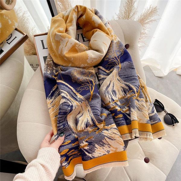 scarves luxury floral print autumn winter cashmere pashmina long thick blanket shawl women travel all-match wraps bufanda, Blue;gray
scarves luxury floral print autumn winter cashmere pashmina long thick blanket shawl women travel all-match wraps bufanda, Blue;gray
