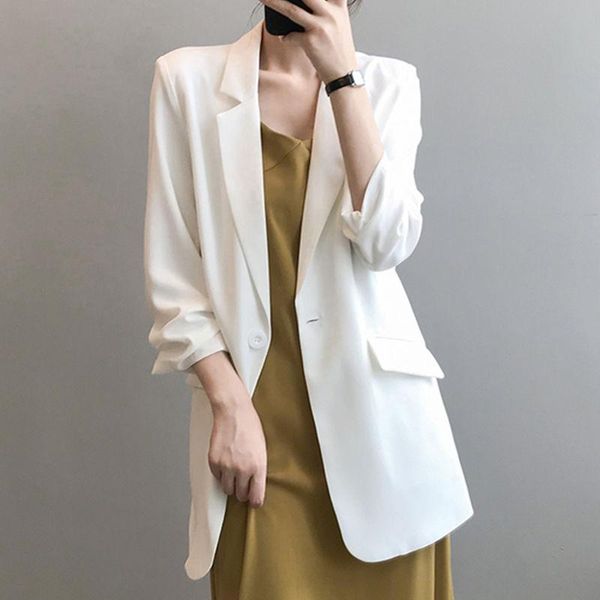 women's suits & blazers chiffon solid color women jacket thin summer spring straight casual mid-length white blazer office lady coats, White;black
women's suits & blazers chiffon solid color women jacket thin summer spring straight casual mid-length white blazer office lady coats, White;black