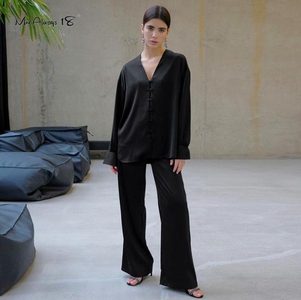 women's two piece pants mnealways18 satin casual black 2 set women trousers and shirts solid outfit button v-neck office lady suits str, White
women's two piece pants mnealways18 satin casual black 2 set women trousers and shirts solid outfit button v-neck office lady suits str, White