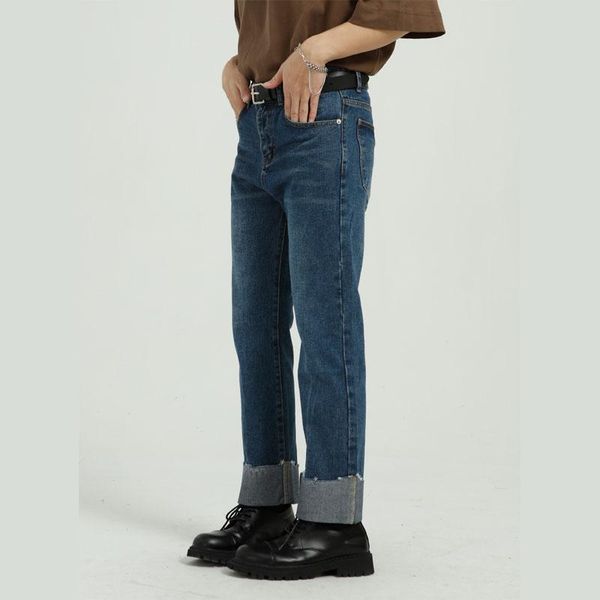 fold hem casual straight denim pant for men japan korea vintage streetwear fashion hip hop jeans long trousers male men's, Blue
fold hem casual straight denim pant for men japan korea vintage streetwear fashion hip hop jeans long trousers male men's, Blue