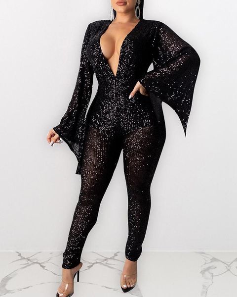 women's jumpsuits & rompers glitter deep v neck slim fit women streetwear open chest plunge batwing sleeve jumpsuit, Black;white
women's jumpsuits & rompers glitter deep v neck slim fit women streetwear open chest plunge batwing sleeve jumpsuit, Black;white