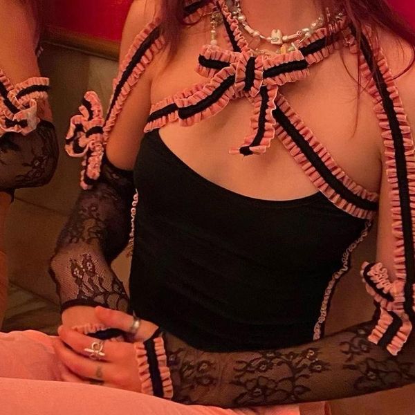 women's tanks & camis gothic lace stitching wood ears color matching halterneck vest female summer halter crop e-girl kwaii ruffled, White
women's tanks & camis gothic lace stitching wood ears color matching halterneck vest female summer halter crop e-girl kwaii ruffled, White