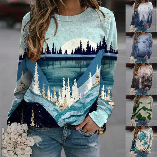 women's t-shirt warm autumn winter print long-sleeved sweatshirt casual pullover, White
women's t-shirt warm autumn winter print long-sleeved sweatshirt casual pullover, White