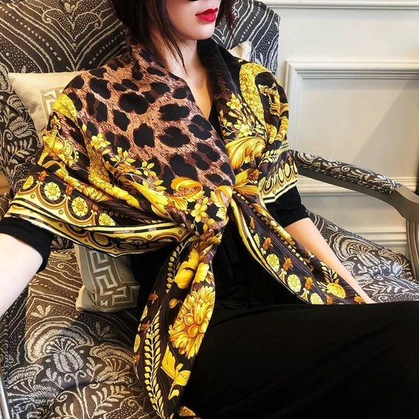 scarves 14mm 100% real silk scarf women digital print square bandana wraps femme leopard summer beach shawl 140cm*140cm, Blue;gray
scarves 14mm 100% real silk scarf women digital print square bandana wraps femme leopard summer beach shawl 140cm*140cm, Blue;gray