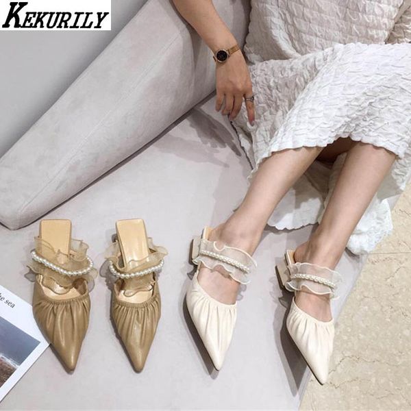 string bead mules women ruffles pointed toe slippers fashion square heels slides slip on pleated leather shoes zapatos de mujer, Black
string bead mules women ruffles pointed toe slippers fashion square heels slides slip on pleated leather shoes zapatos de mujer, Black