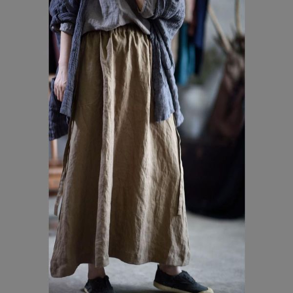 women loose elastic waist solid color linen skirts ladies vintage flax skirt female 2021 summer autumn, Black
women loose elastic waist solid color linen skirts ladies vintage flax skirt female 2021 summer autumn, Black