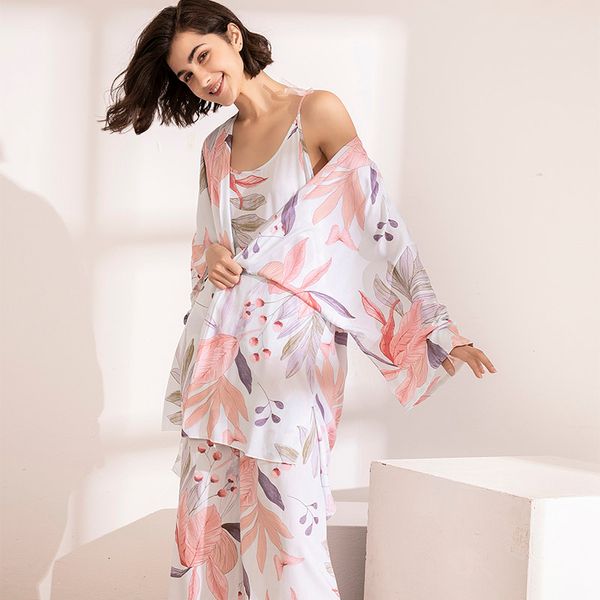 women's sleepwear selling 3pcs soft pajama set for spring & fall ladies floral printed pink leaves cardigan+camisole+pants hom, Black;red
women's sleepwear selling 3pcs soft pajama set for spring & fall ladies floral printed pink leaves cardigan+camisole+pants hom, Black;red