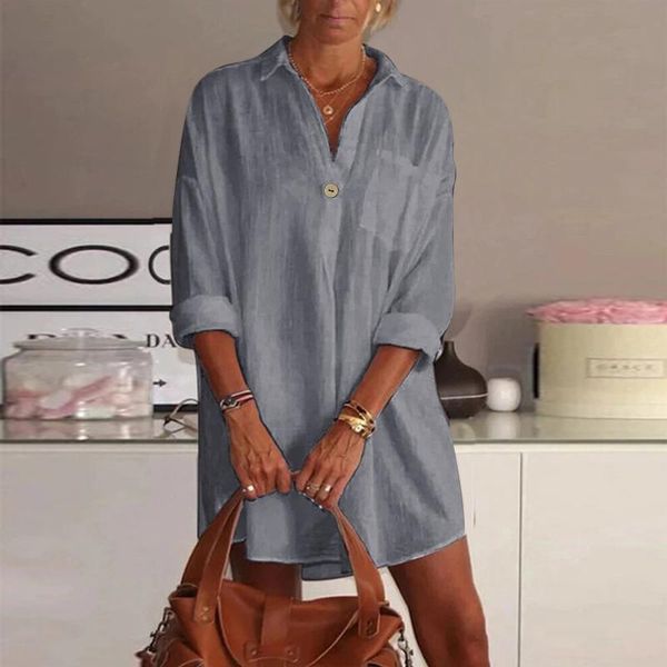 casual dresses vintage women shirt dress v-neck button pocket linen cotton mini boho long sleeve loose vestido de mujer, Black;gray
casual dresses vintage women shirt dress v-neck button pocket linen cotton mini boho long sleeve loose vestido de mujer, Black;gray