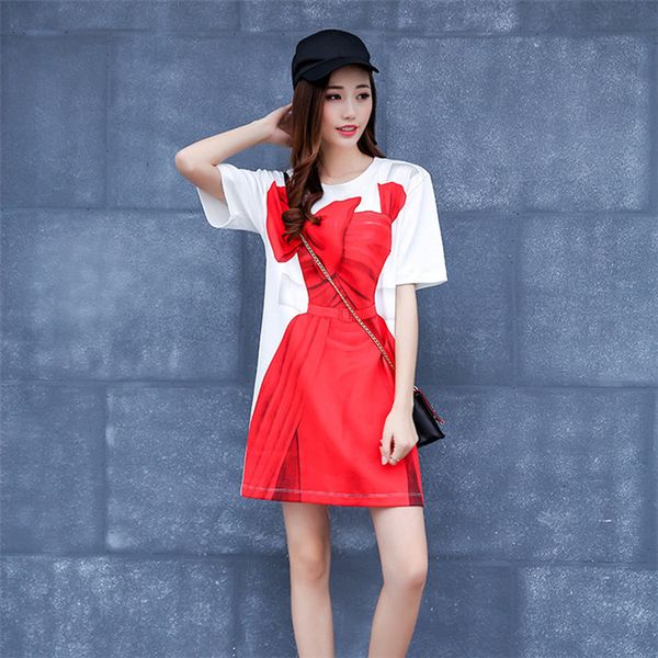 dress fashion white women oversized long shirt summer red pattern o neck short sleeve, Black;gray
dress fashion white women oversized long shirt summer red pattern o neck short sleeve, Black;gray