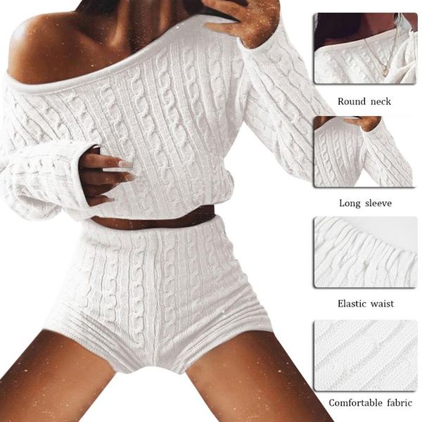 women's tracksuits casual knit set long sleeve sweater short pullover solid color high waist shorts two-piece outfit, Gray
women's tracksuits casual knit set long sleeve sweater short pullover solid color high waist shorts two-piece outfit, Gray