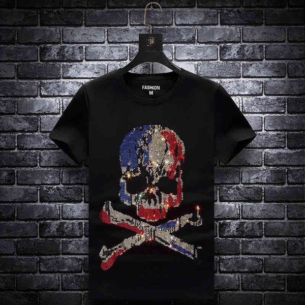 fashion t shirt summer men's short sleeve diamond brand skull modal leisure large men, White;black
fashion t shirt summer men's short sleeve diamond brand skull modal leisure large men, White;black