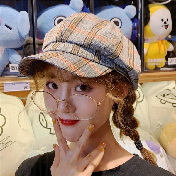 plaid art beret female autumn and winter versatile octagonal hat temperament painter, Blue;gray
plaid art beret female autumn and winter versatile octagonal hat temperament painter, Blue;gray
