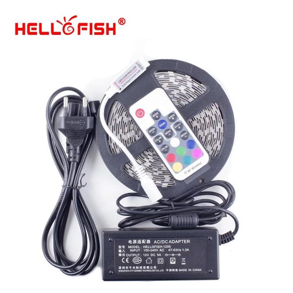 hello fish 5m 300 smd led strip + rf wireless controller remote dc 12v 5a 60w power adapter complete set strips
hello fish 5m 300 smd led strip + rf wireless controller remote dc 12v 5a 60w power adapter complete set strips