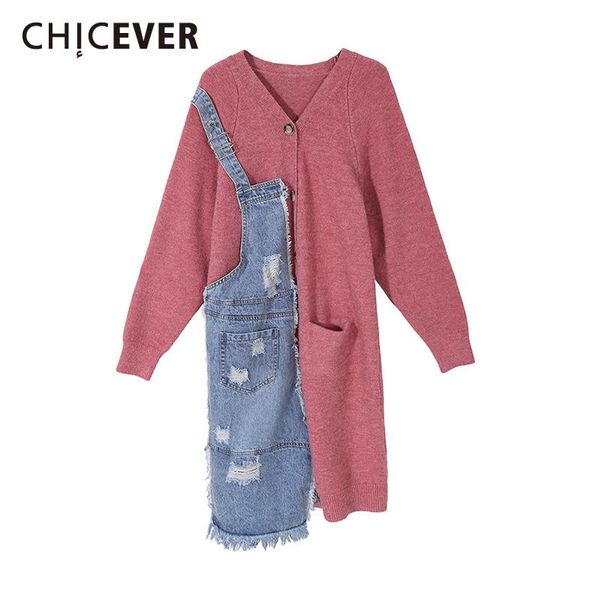 casual dresses chicever patchwork denim dress for women v neck long sleeve knitting hit color hole oversized straight female 2021 tide, Black;gray
casual dresses chicever patchwork denim dress for women v neck long sleeve knitting hit color hole oversized straight female 2021 tide, Black;gray