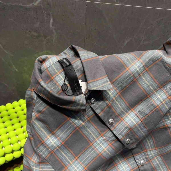 chrome/heartsand crosin leather plaid shirt stripe with stitched white long sleeve top, White;black
chrome/heartsand crosin leather plaid shirt stripe with stitched white long sleeve top, White;black
