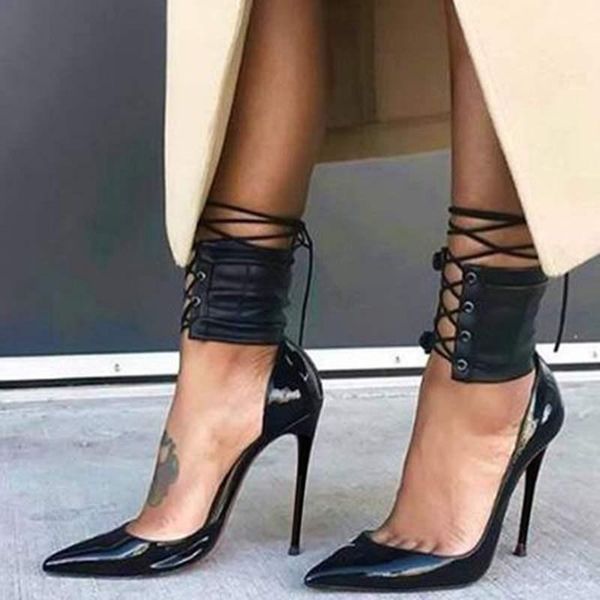 dress shoes fashion stilettos ankle cross tied women sandals solid color in pointed toe shallow mouth with thin heel, Black
dress shoes fashion stilettos ankle cross tied women sandals solid color in pointed toe shallow mouth with thin heel, Black