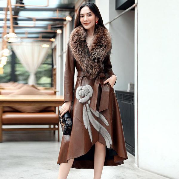 women's leather & faux jacket genuine women sheepskin duck down winter coat woman fur collar windbreaker for womens clothing sna28048 y, Black
women's leather & faux jacket genuine women sheepskin duck down winter coat woman fur collar windbreaker for womens clothing sna28048 y, Black