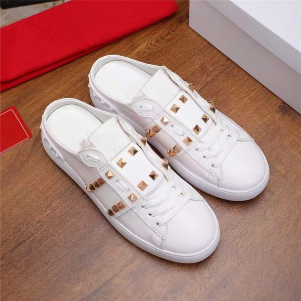 designer slippers couple half drag casual flat shoes men and women sandals fashionable metal rivet shoe 100% genuine leather, Black
designer slippers couple half drag casual flat shoes men and women sandals fashionable metal rivet shoe 100% genuine leather, Black