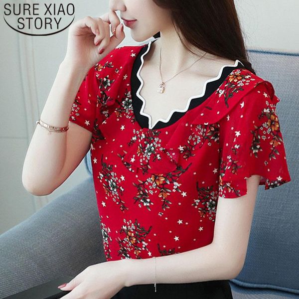 women blouse and red floral chiffon shirt female short sleeve shirts v collar ladies blusas 0573 40 women's blouses, White
women blouse and red floral chiffon shirt female short sleeve shirts v collar ladies blusas 0573 40 women's blouses, White