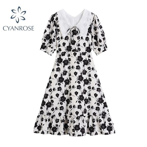 french vintage elegant turn down collar women dresses summer high waist floral print slim pleated mid-length dress lady 210515, Black;gray
french vintage elegant turn down collar women dresses summer high waist floral print slim pleated mid-length dress lady 210515, Black;gray