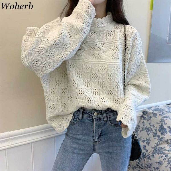 woherb vintage sweaters women half turtleneck loose hollow out pullovers woman clothes knitted sueter mujer jumper 4e995 211216, White;black
woherb vintage sweaters women half turtleneck loose hollow out pullovers woman clothes knitted sueter mujer jumper 4e995 211216, White;black