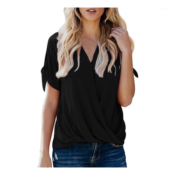 women's t-shirt 2021 summer solid v-neck pleated shirts short sleeve tees casual loose basic plus size femmel elegant top, White
women's t-shirt 2021 summer solid v-neck pleated shirts short sleeve tees casual loose basic plus size femmel elegant top, White