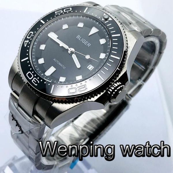 wristwatches 43mm silver case sapphire glass ceramic bezel black dial date luminous men's automatic mechanical watch, Slivery;brown
wristwatches 43mm silver case sapphire glass ceramic bezel black dial date luminous men's automatic mechanical watch, Slivery;brown