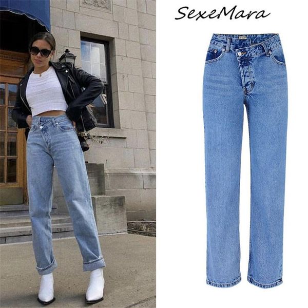 women's jeans 2021 casual loose for women fashion straight irregular washed high waist, Blue 
women's jeans 2021 casual loose for women fashion straight irregular washed high waist, Blue