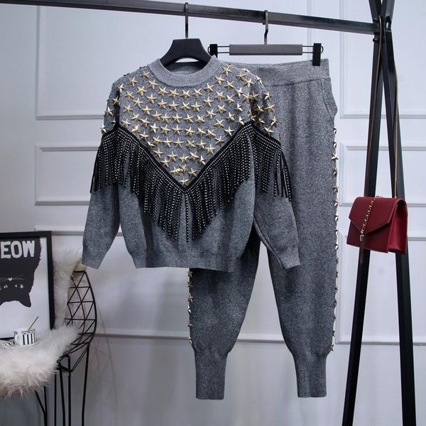 runway two piece set women 2021 autumn fashion tassel knit pullover +casual pants winter ladies 2 outfit female women's, White
runway two piece set women 2021 autumn fashion tassel knit pullover +casual pants winter ladies 2 outfit female women's, White