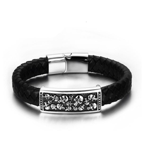 bangles bracelets hand decorated titanium steel leather skull bracelet non mainstream men's bl-076, Black
bangles bracelets hand decorated titanium steel leather skull bracelet non mainstream men's bl-076, Black