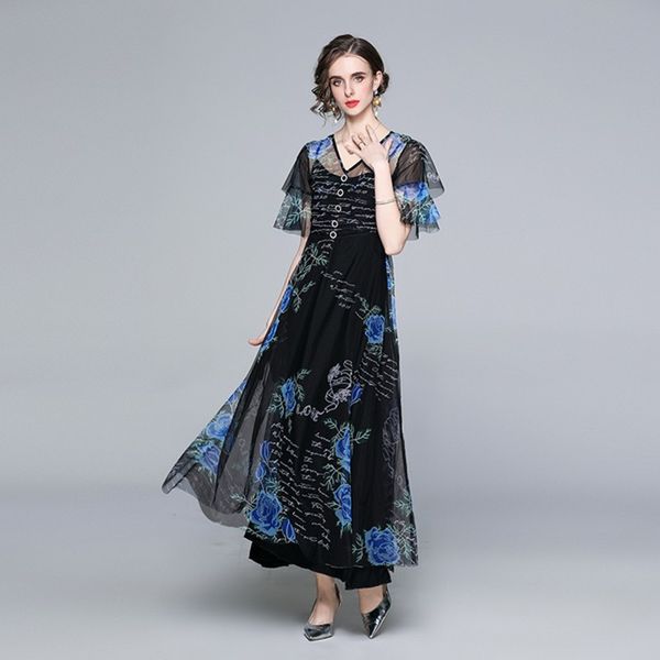 summer retro women mesh printted flare sleeve v neck hight waist slim single breasted casual long dress with lining 2 pcs set 210514, Black;gray
summer retro women mesh printted flare sleeve v neck hight waist slim single breasted casual long dress with lining 2 pcs set 210514, Black;gray