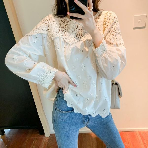 women's blouses & shirts real s 2021 spring cut out lace shirt long sleeve design sense versatile chiffon, White
women's blouses & shirts real s 2021 spring cut out lace shirt long sleeve design sense versatile chiffon, White