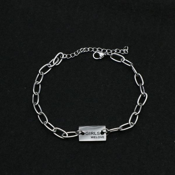 link, chain vintage alphab square card circle personality bracelet thai silver birthday party jewelry gift, Black
link, chain vintage alphab square card circle personality bracelet thai silver birthday party jewelry gift, Black