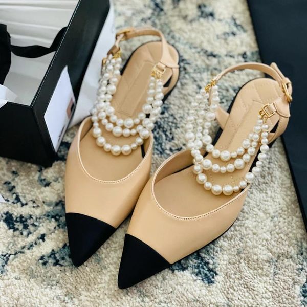 sandals 2021 luxury pearls chain women brand designer pointed toe flat shoes lady summer party sandal, Black
sandals 2021 luxury pearls chain women brand designer pointed toe flat shoes lady summer party sandal, Black