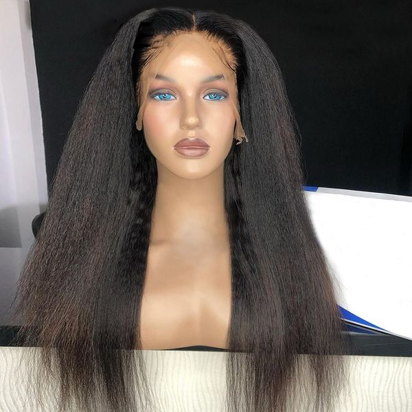 colored black yaki lace front wig for women with baby hair preplucked kinky straight synthetic heat resisitant glueless wig, Black;brown
colored black yaki lace front wig for women with baby hair preplucked kinky straight synthetic heat resisitant glueless wig, Black;brown