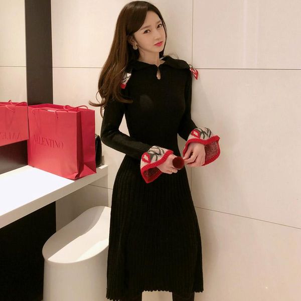 casual dresses ruffled collar knitted dress women flare sleeve jacquard sweater slim blue autumn pleated knee-length twisted b309, Black;gray
casual dresses ruffled collar knitted dress women flare sleeve jacquard sweater slim blue autumn pleated knee-length twisted b309, Black;gray