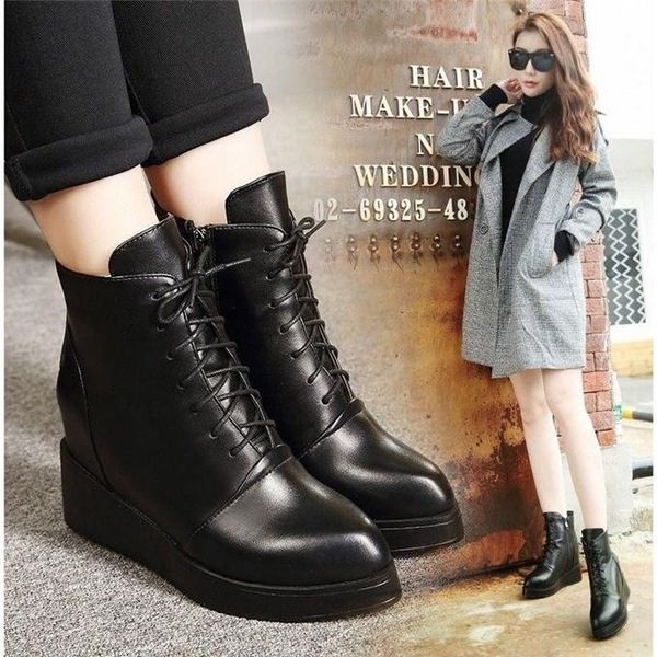 boots autumn and winter women wedges est tie with increased high heel, Black 
boots autumn and winter women wedges est tie with increased high heel, Black
