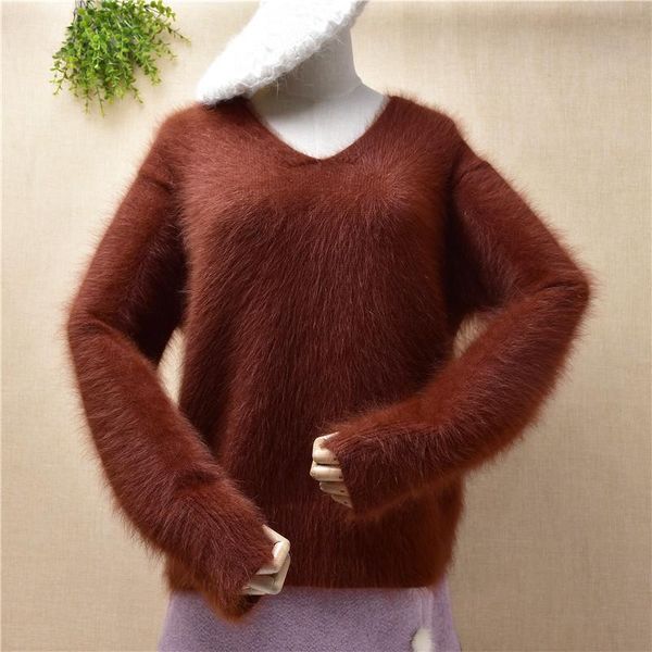 ladies women fashion hairy fuzzy mink cashmere knitted v-neck long sleeve loose pullover angora fur winter jumper sweater, White;black
ladies women fashion hairy fuzzy mink cashmere knitted v-neck long sleeve loose pullover angora fur winter jumper sweater, White;black
