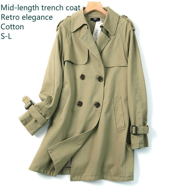 cotton trench coat retro elegant mid-length double-breasted jacket women 2021 autumn women's casual wear coats, Tan;black
cotton trench coat retro elegant mid-length double-breasted jacket women 2021 autumn women's casual wear coats, Tan;black