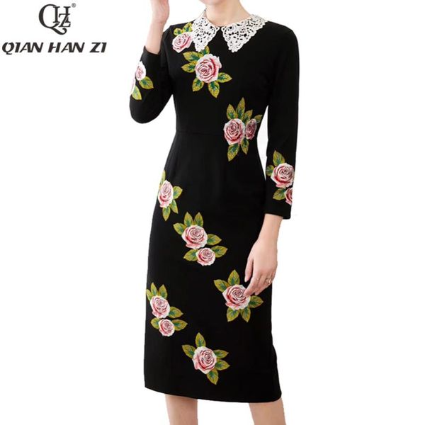 casual dresses qian han zi designer fashion flower embroidered dress womens long sleeves lace retro black party slim, Black;gray
casual dresses qian han zi designer fashion flower embroidered dress womens long sleeves lace retro black party slim, Black;gray